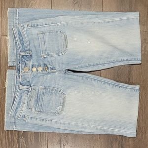 ❤ AMERICAN EAGLE 90s STYLE EXPOSED BUTTON FLY VINTAGE FLARE JEANS, 00 (24)